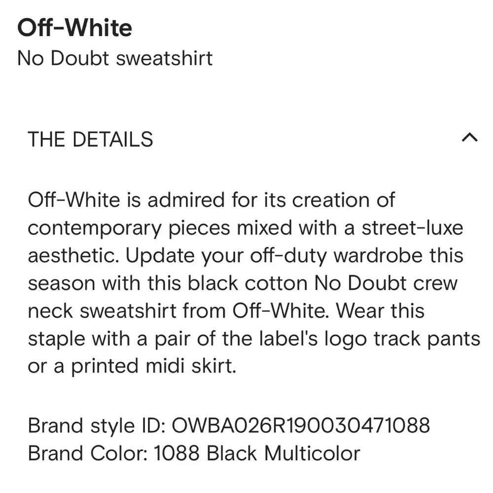 Off-White Black Sweatshirt “No Doubt” “Woman” size small - Picture 8 of 8